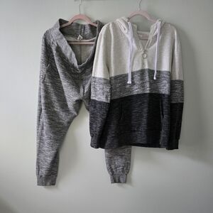Reflex Cream, Gray and Black Jogger Pants & Hoodie Set